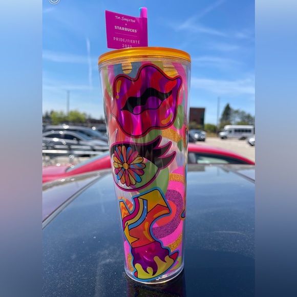 Starbucks Tim Singleton Retro Pride Cup Tumbler Iridescent 24oz Holographic 2023 - Picture 4 of 10